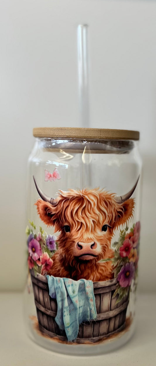Highland Cow Glass Tumbler