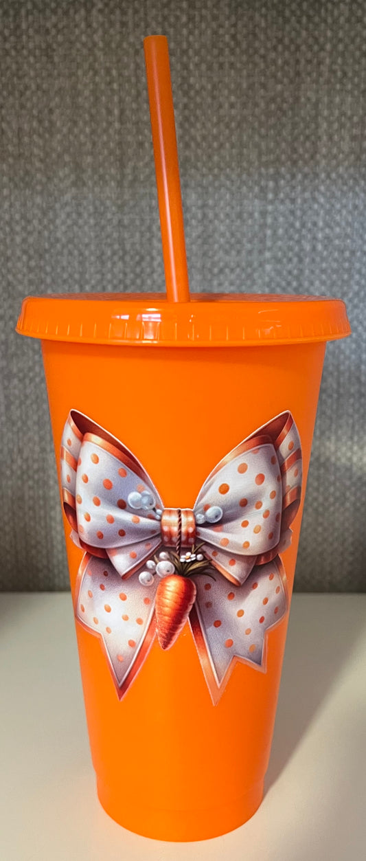 24oz Tumbler, Orange Easter Bow