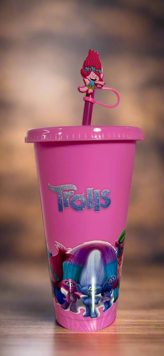 24oz Tumbler, Trolls including straw topper