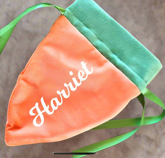 Personalised Easter carrot velvet gift pouches/bag