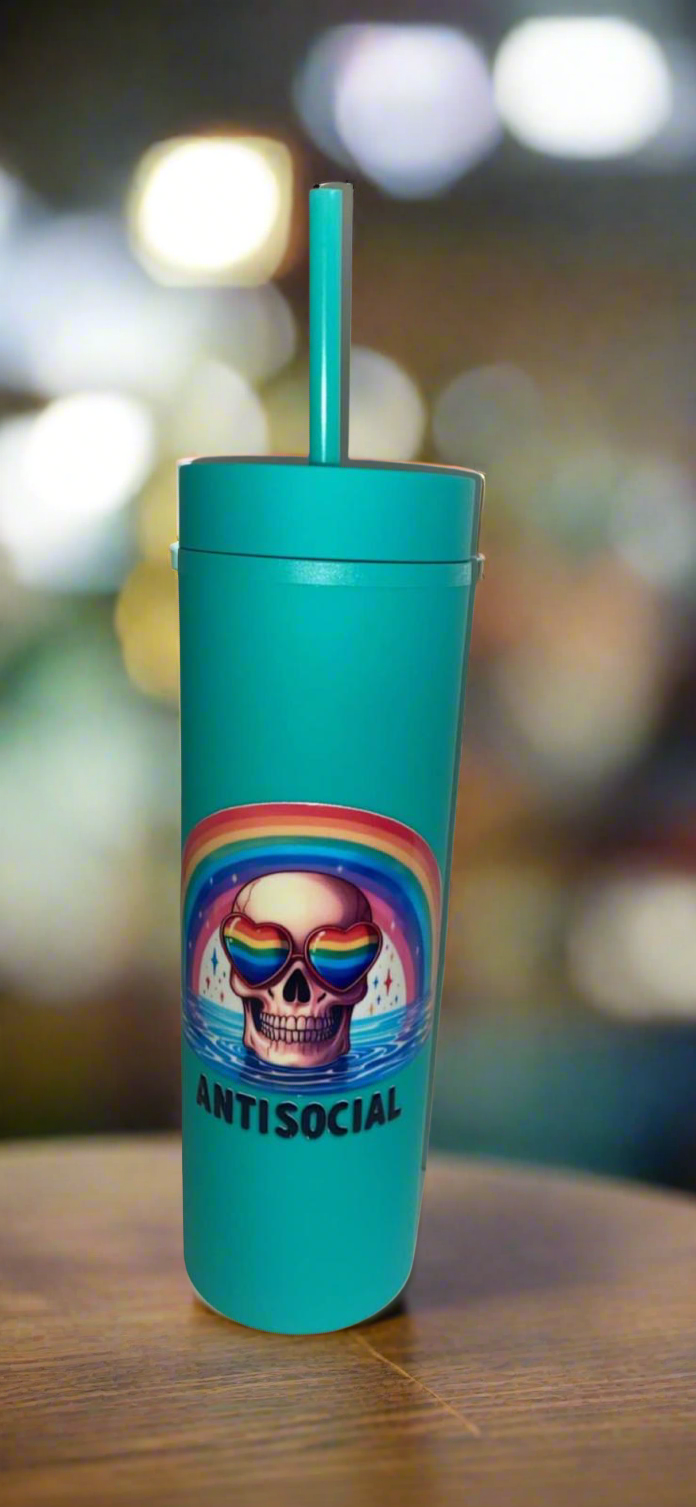 16oz Skinny Tumbler, Antisocial