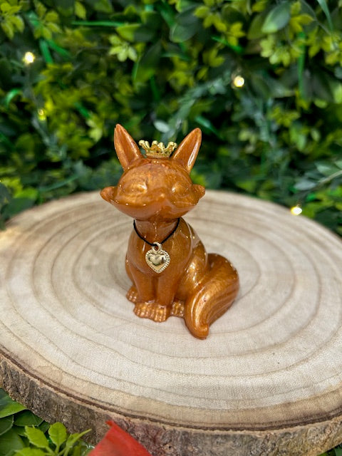 Resin Fox - Crown & Heart Charm