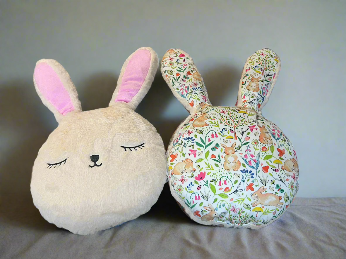 Floral personalised soft bunny cushion