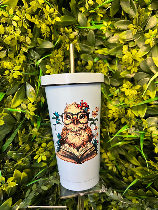 24oz Double Walled Insulated Tumbler, Owl