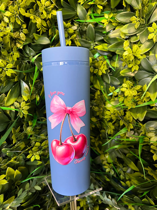 16oz Skinny Tumbler, Cherries