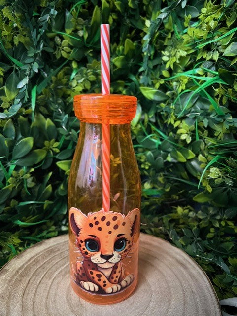 Cheetah Bottle with straw